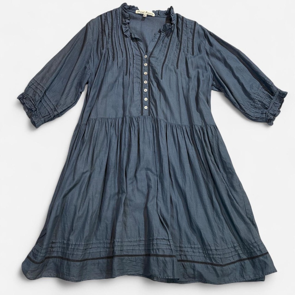 JP and Mattie Sundance 100% Cotton Crinkle Ruffle Hem Dress XL Boho Lagenlook
